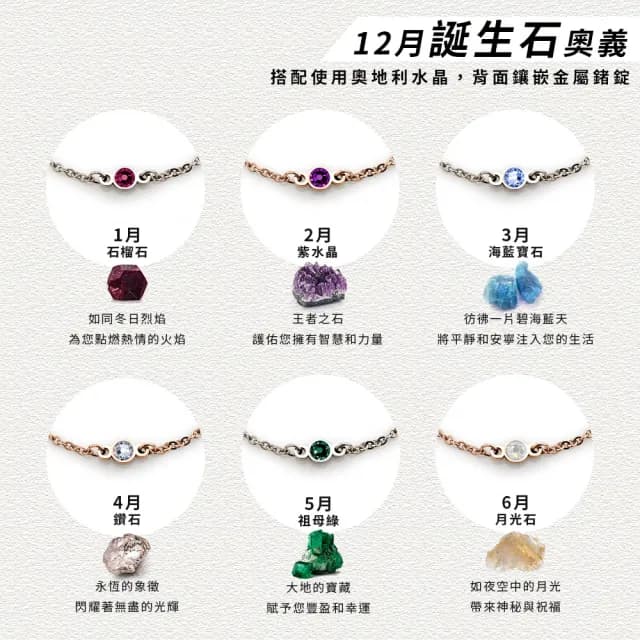 【MASSA-G 】星之光 誕生石金屬鍺錠白鋼水晶手鍊