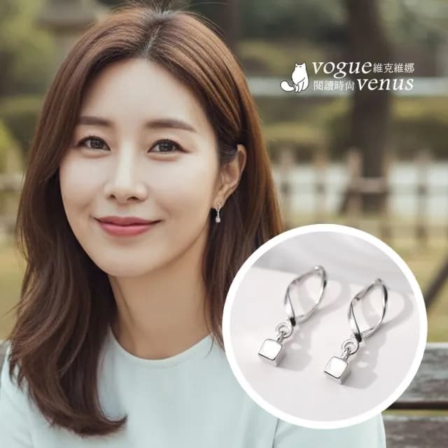 【維克維娜】螺旋線條小方塊925純銀耳環