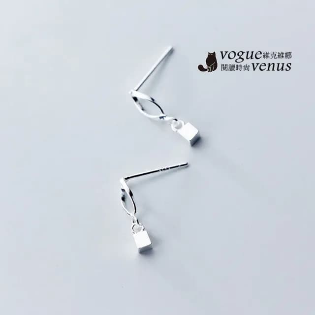 【維克維娜】螺旋線條小方塊925純銀耳環