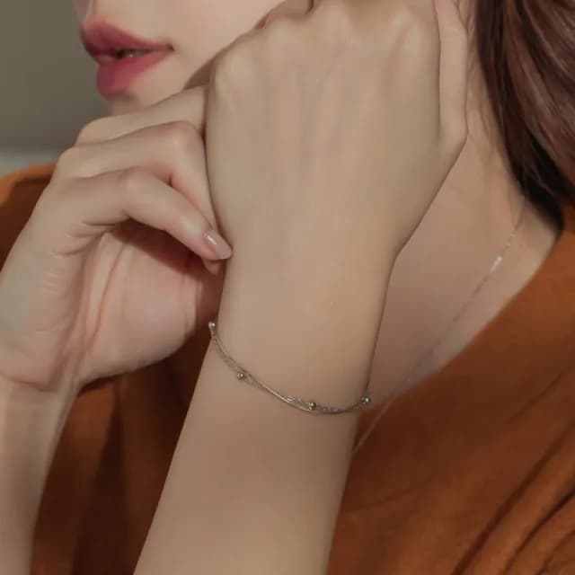 【vacanza】｜純銀｜泡泡糖．圓珠雙層手鍊