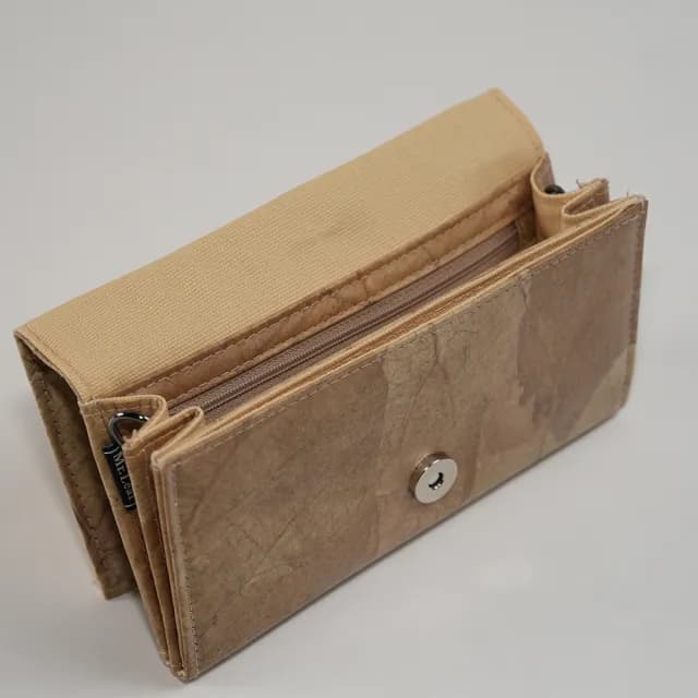 【Tevrin 森光】雙11 樹葉側背長夾(樹葉錢包／環保再生／文青質感／手工製造)