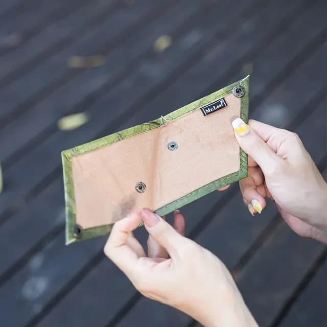 【Tevrin 森光】雙11 樹葉三角零錢包(樹葉錢包／環保再生／文青質感／手工製造)