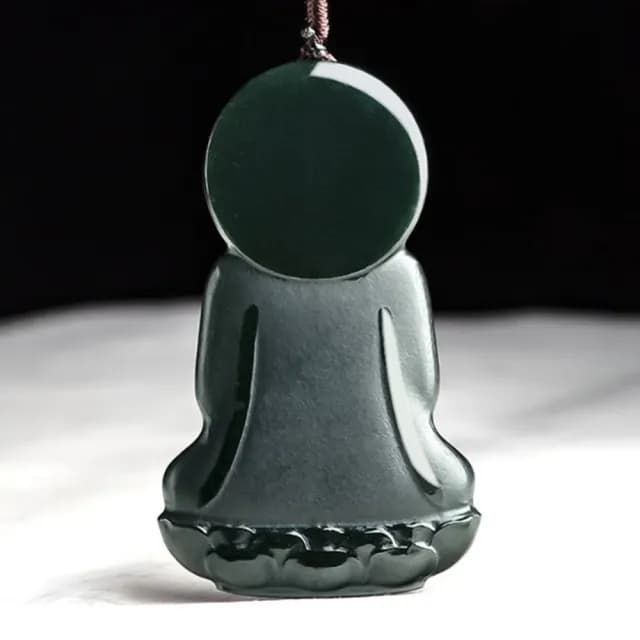 【Penny珮妮】老料和田玉墨玉 阿彌陀佛 吊墜項鍊(母親節 父親節 交換禮物 生日 情人節 尾牙 新年 結婚)