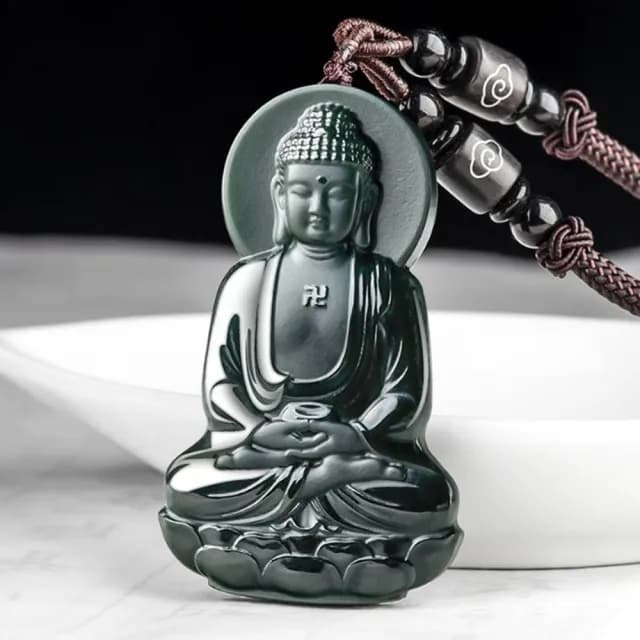 【Penny珮妮】老料和田玉墨玉 阿彌陀佛 吊墜項鍊(母親節 父親節 交換禮物 生日 情人節 尾牙 新年 結婚)