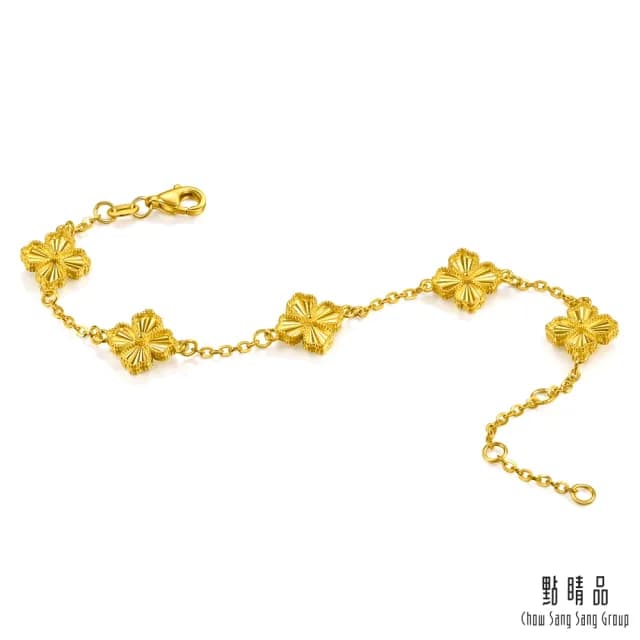 【點睛品】璀璨幸運草 黃金手鍊_計價黃金