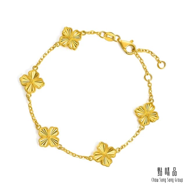 【點睛品】璀璨幸運草 黃金手鍊_計價黃金