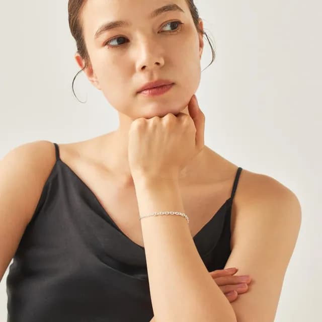 【ete】細緻簡約共享不對稱拼接手鍊(銀色)