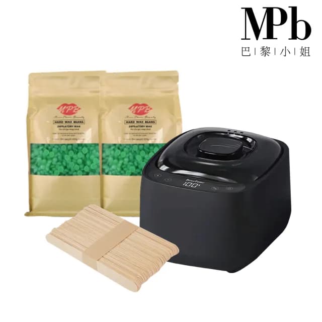 【MPB巴黎小姐】時尚熱蠟套組 消光黑+蘆薈(蜜蠟 鬍鬚 蠟豆 電動刀儀 脫毛膏 比基尼 母親節禮物)