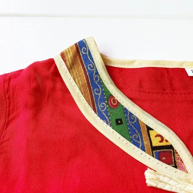 【橘魔法】龍的傳人刺繡圖騰滾邊盤扣套裝(短袖套裝 唐裝 抓週 週歲 造型服 中式 中國風 過年 兒童 童裝)