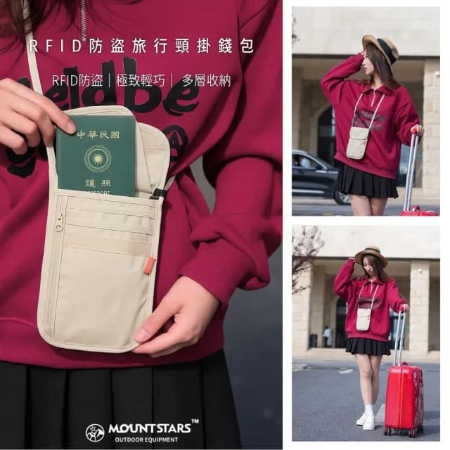 雙11限定 多功能旅行防盜貼身包RFID防盜護照包 旅行胸前包防感應盜刷掛頸卡片包 錢包旅遊證件包(防盜包 錢