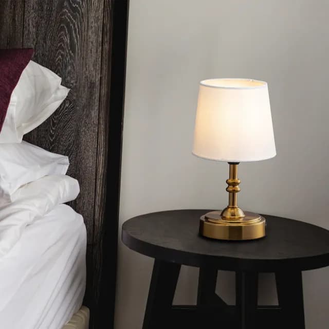 【alit】Mini LUNA：LED金屬布罩桌燈 - 時尚金(床頭燈 氣氛燈 露營燈 夜燈 觸摸調光 無線照明 交換禮物)