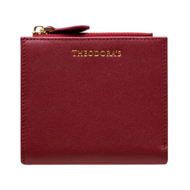 【THEODORA’S 希奧朵拉】品牌極薄RFID防盜對折拉鍊短皮夾(短夾 女夾 皮包 錢包)