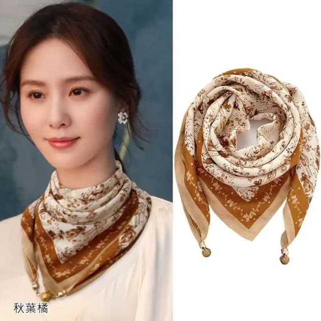 【HaNA 梨花】買一送一 搞定通勤約會穿搭 入秋柔美磁扣絲巾母親節禮物(約會穿搭  絲巾 百搭實用)