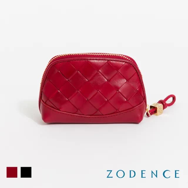 【ZODENCE 佐登司】CRAFTSOUL進口真皮手工上色編織拉鍊零錢包(雙11/多色/手工編織/真皮)