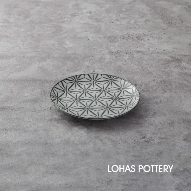 【LohasPottery 陸寶】日本製 美濃燒 Komon 經典和風立體浮雕餐具｜大小餐盤(五件組)