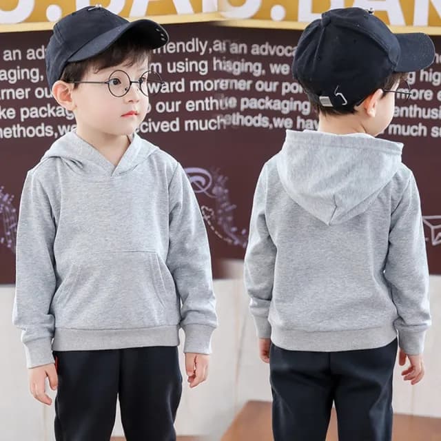 【橘魔法】基本款毛圈棉素色連帽上衣(長袖上衣 帽T 中性款 男童 女童 童裝 兒童)