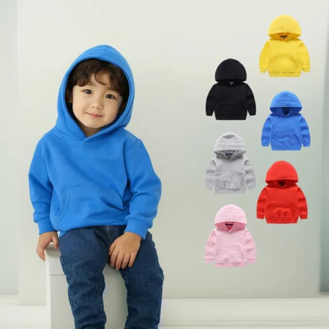 【橘魔法】基本款毛圈棉素色連帽上衣(長袖上衣 帽T 中性款 男童 女童 童裝 兒童)