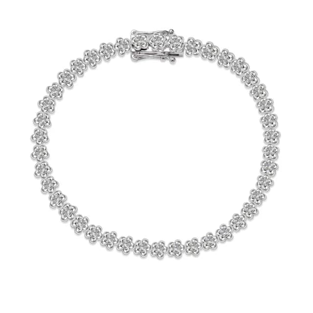 【King Star】18K金滿鑽一克拉 天然鑽石手鍊 無色等級 繁花