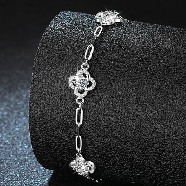 【MoonDy】雙11 手鍊 飾品 莫桑鑽手鍊 鑽石手鍊 四葉草手鍊 純銀手鍊 鑲鑽手飾 抗過敏手鍊