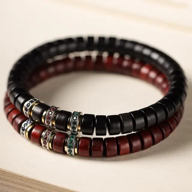 【MoonDy】雙11 小葉紫檀手串 串珠手鍊 直切藥片珠 黑檀木手串 佛珠手環 文玩飾品