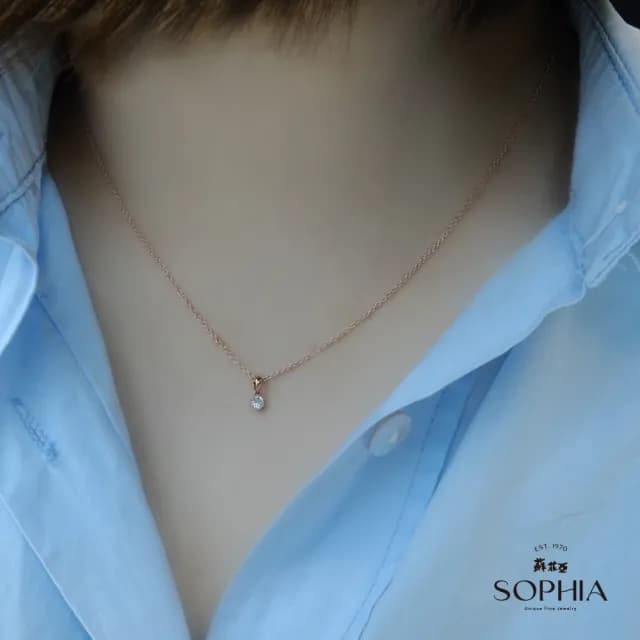 【蘇菲亞珠寶】14K玫瑰金 六爪 鑽石項墜