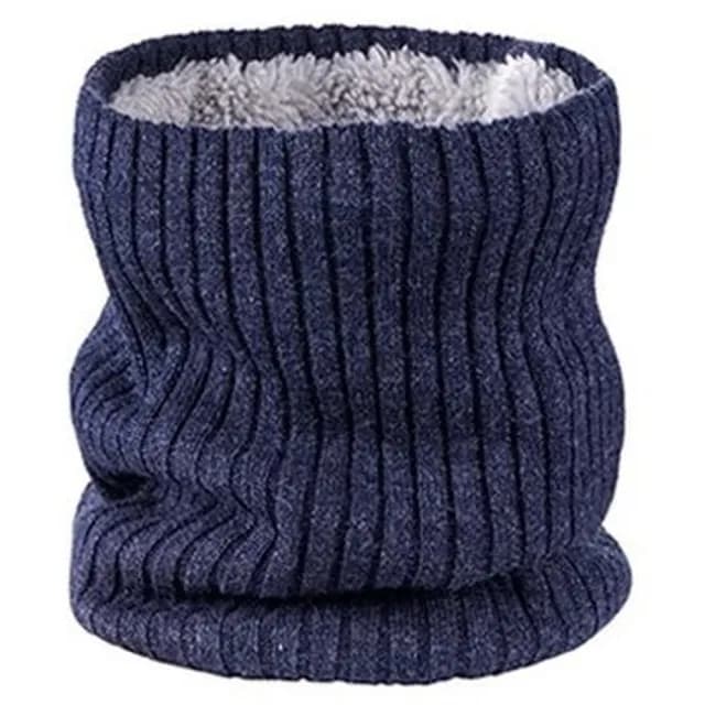 【童話飾界】親子款針織毛線加絨加厚-套頭圍巾兒童圍脖-脖套口罩帽子頭巾(藏藍)