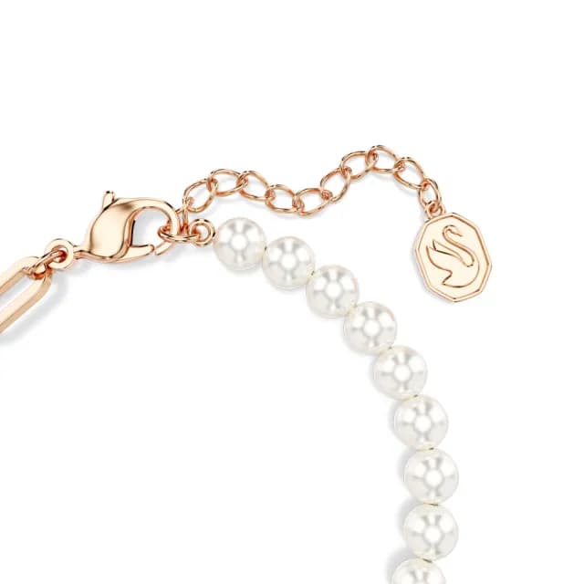 【SWAROVSKI 施華洛世奇】Teddy 手鏈 水晶珍珠 泰迪熊 粉紅色 鍍玫瑰金色(情人節禮物)