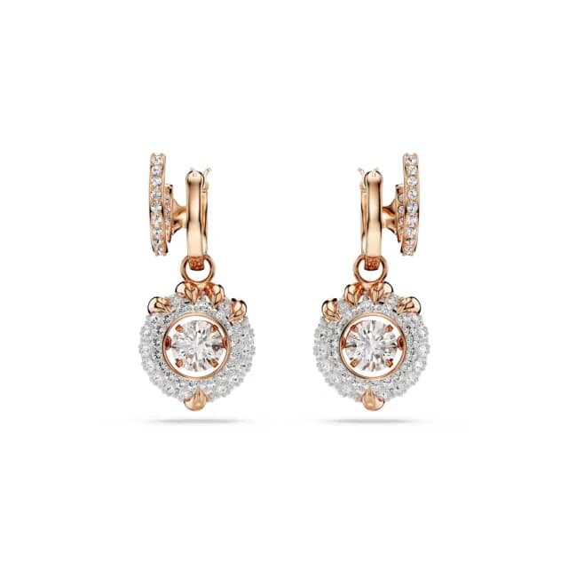 【SWAROVSKI 施華洛世奇】Dragon & Phoenix 水滴形耳環 龍爪 白色 鍍玫瑰金色(情人節禮物)