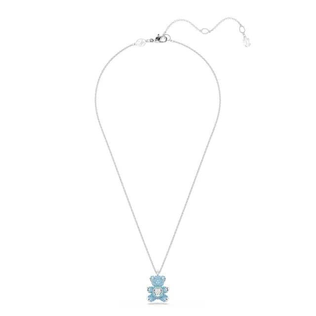 【SWAROVSKI 施華洛世奇】Teddy 鏈墜 藍色  泰迪熊 鍍白金色(情人節禮物)