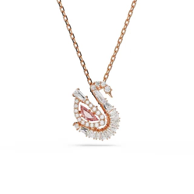 【SWAROVSKI 施華洛世奇】Swan 鏈墜 混合式切割 天鵝 藍色/白色/粉紅色(3色任選_情人節禮物)