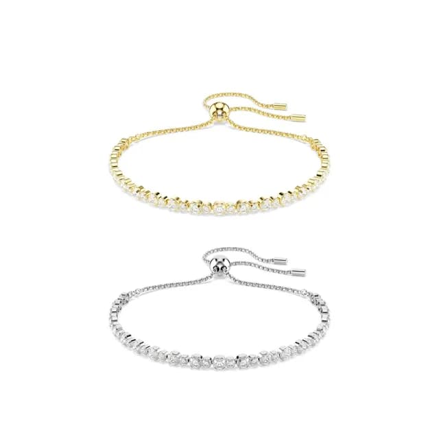 【SWAROVSKI 施華洛世奇】Matrix Tennis 手鏈 圓形切割 白色 鍍白金色/鍍金色(2色任選_情人節禮物)