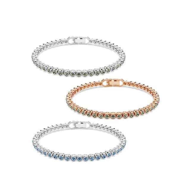 【SWAROVSKI 施華洛世奇】Imber Emily Tennis 手鏈 圓形切割 黑色/藍色 鍍白金色/鍍玫瑰金色(3色任選)