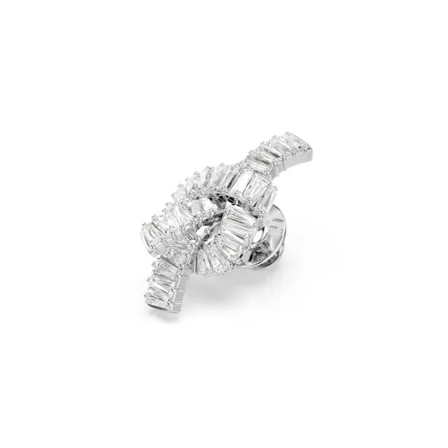 【SWAROVSKI 施華洛世奇】Matrix 小胸針 長方形切割 繩結 白色 鍍白金色(情人節禮物)