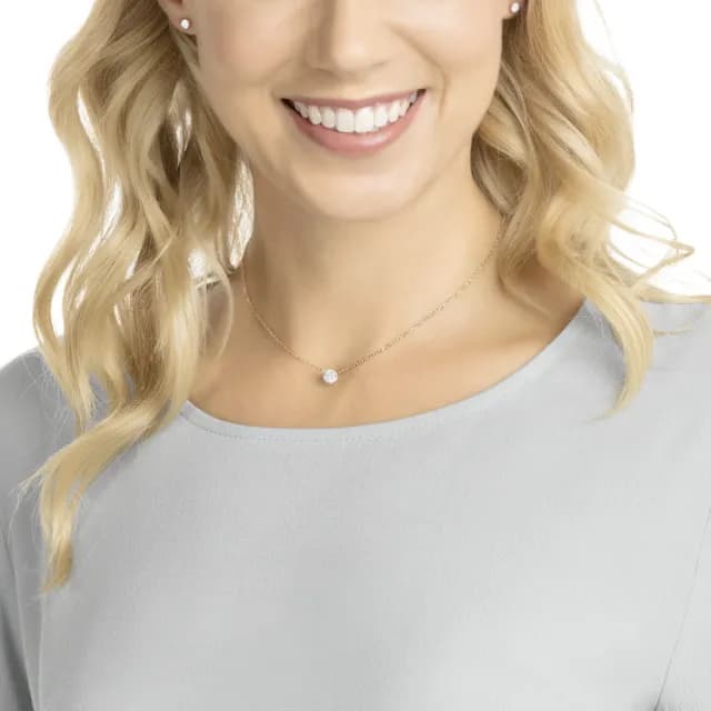 【SWAROVSKI 施華洛世奇】Stilla Attract 套裝 圓形切割 白色 鍍玫瑰金色(情人節禮物)