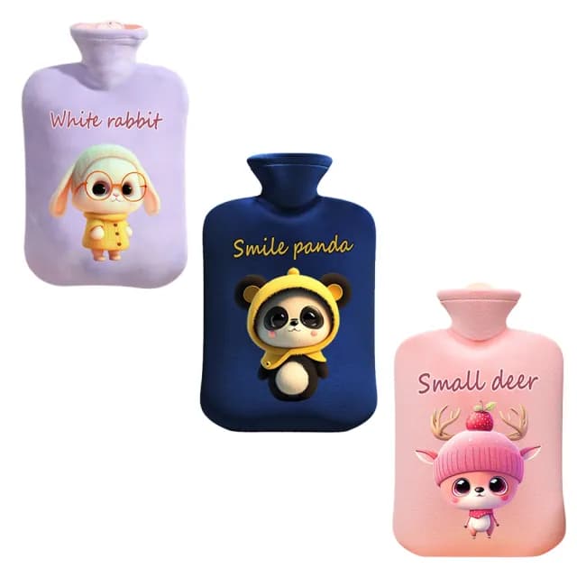 【Nil】雙11 卡通便攜注水熱水袋 被窩敷肚子暖水袋 手/腳/肩/腰熱敷袋 2000ml(暖手袋 暖手寶 暖宮袋)