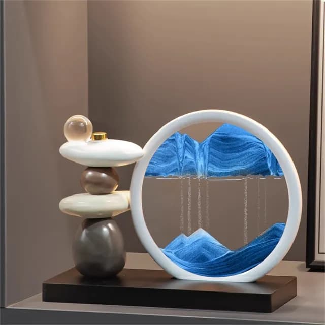 【新川】石來運轉 35*27cm流沙擺件 沙漏 創意3D流沙畵(客廳酒櫃玄關裝飾品 喬遷新居開業禮物)