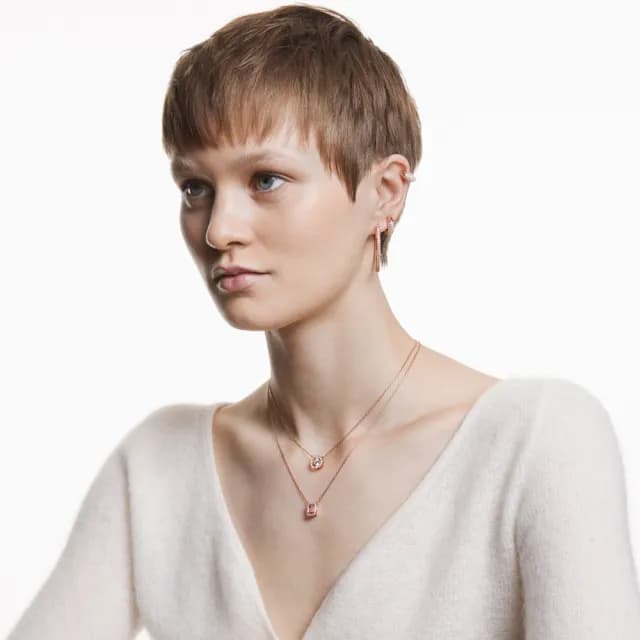 【SWAROVSKI 施華洛世奇】Una 項鏈 圓形切割 白色 鍍玫瑰金色(跳動的心_情人節禮物)