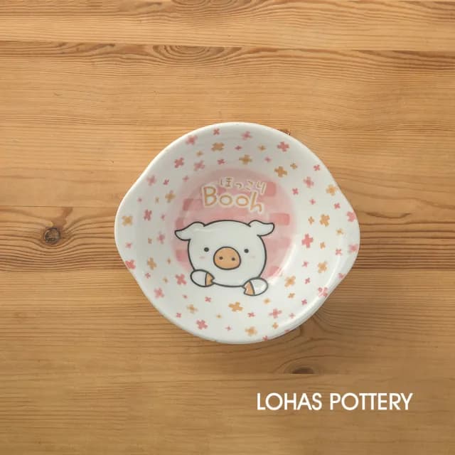 【LohasPottery 陸寶】日本製 美濃燒 動物卡通釉下彩壓紋飯碗(餐具四件組)