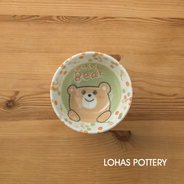 【LohasPottery 陸寶】日本製 美濃燒 動物卡通釉下彩壓紋餐具｜4.6 吋飯碗 五入組(兒童碗 點心碗)