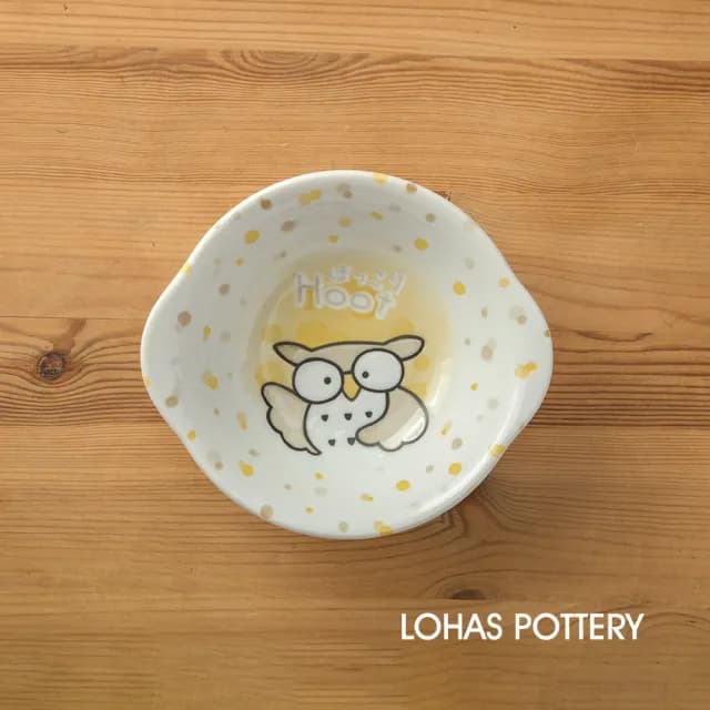 【LohasPottery 陸寶】日本製 美濃燒 動物卡通釉下彩壓紋餐具｜6.9 吋橢圓雙耳缽 五入組(附湯盤 料理盤)