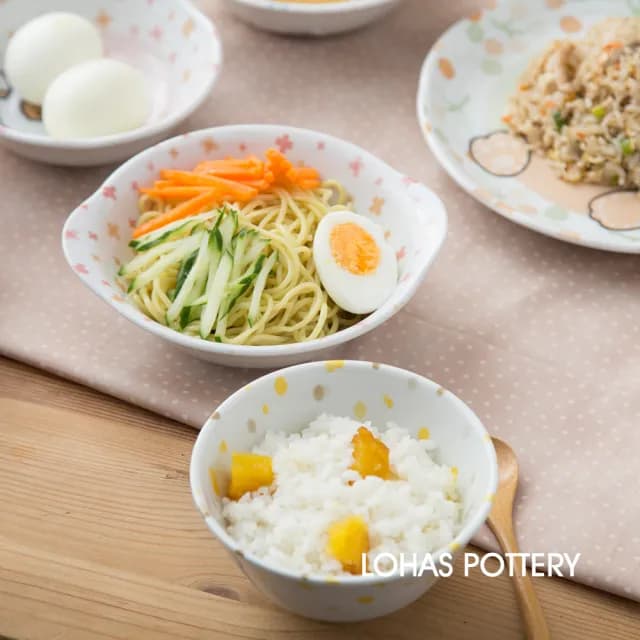 【LohasPottery 陸寶】日本製 美濃燒 動物卡通釉下彩壓紋餐具｜6.9 吋橢圓雙耳缽 五入組(附湯盤 料理盤)