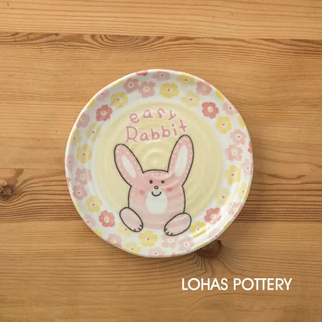 【LohasPottery 陸寶】日本製 美濃燒 動物卡通釉下彩壓紋餐具｜6.5 吋平盤 五入組(甜點盤 點心盤)