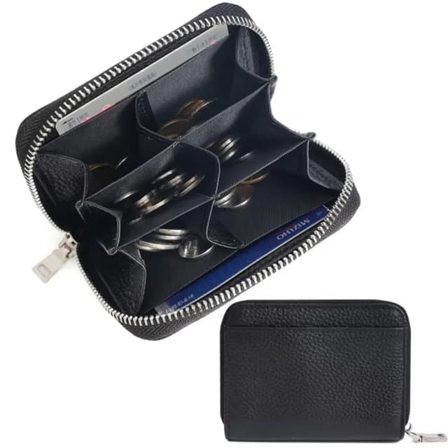 【旅遊神器】防盜刷RFID日幣真皮零錢包(卡包 分格收納 皮夾 皮包 卡夾 皮革 耐磨 日本 旅遊 出國 錢包)