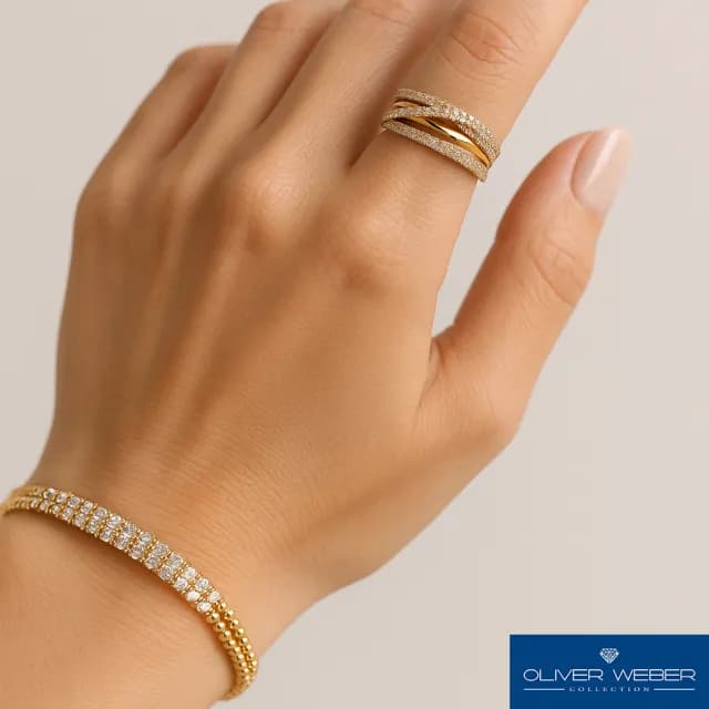 【OLIVER WEBER】精緻閃閃手鍊-銀色/金色 純鋼手鍊 鋯石手鍊 施華洛元素(奧地利設計師款)