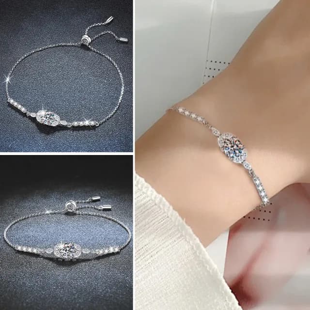 【LEESA】六爪莫桑石\質感手鍊\送禮首選\質感銀飾\氣質手鍊\生日禮物\簡約手飾\純銀抗敏\精緻首飾