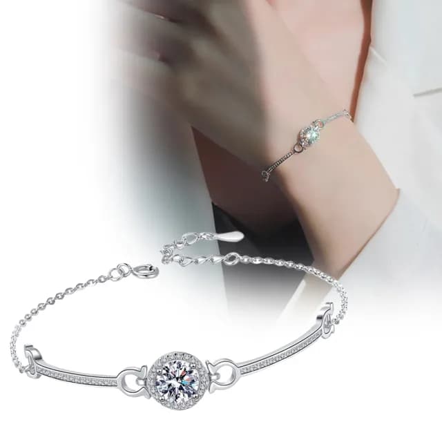 【KT DADA】雙11 純銀手鍊 莫桑鑽手鐲 莫桑石手飾 手鐲 手鍊 圓包手鐲 一克拉手鍊 飾品