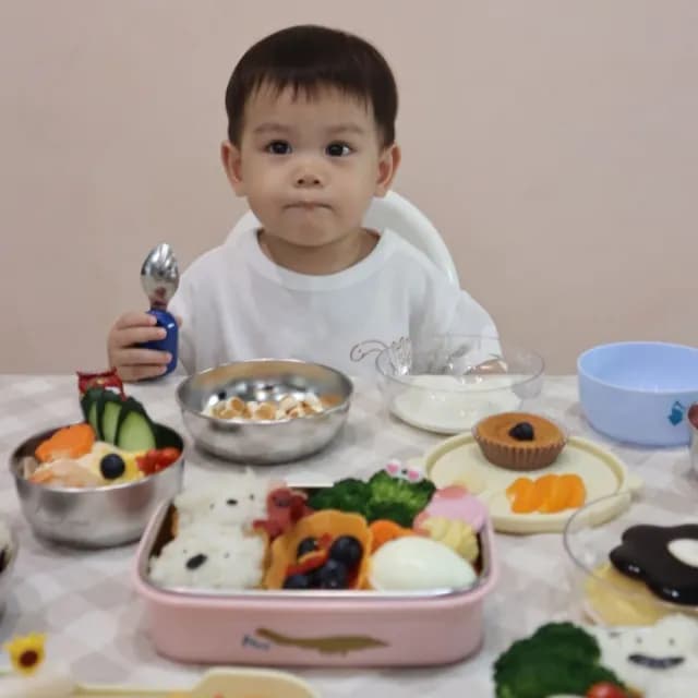 【Moek】雙層抗菌可微波不鏽鋼餐盒三件組(便當盒 學習餐具 兒童餐具)