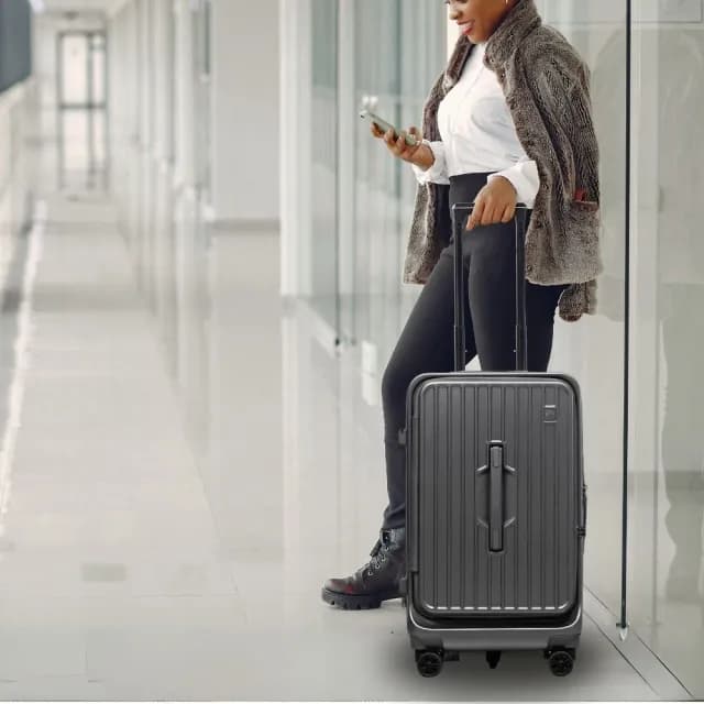 【Arlink】鯨魚箱 行李箱24吋 上掀式行李箱 1:9+37對開｜五輪行李箱｜PC材質(雙開行李箱/杯架掛勾手機架)