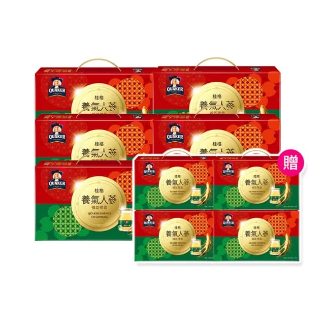 【QUAKER 桂格】慶雙十買6送4 養氣人蔘滋補液禮盒42ml×10入禮盒(共10盒 禮盒/送禮推薦)