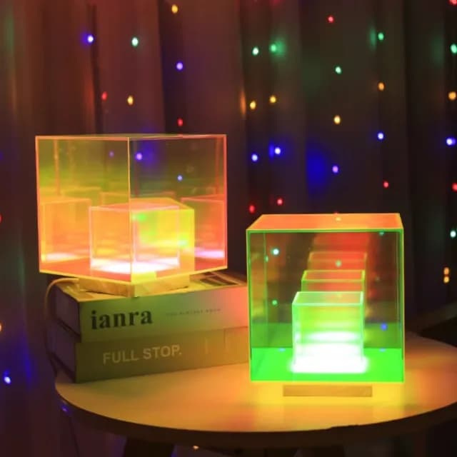 【送禮首選】氛圍感立體魔方小夜燈(電競房 桌面 裝飾燈 氛圍燈 房間佈置 生日禮物 床頭燈 USB 聖誕禮物)